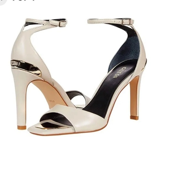 GUESS Women's Divine Heeled Ankle Strap Sandal Ivory 8 - Picture 2 of 8